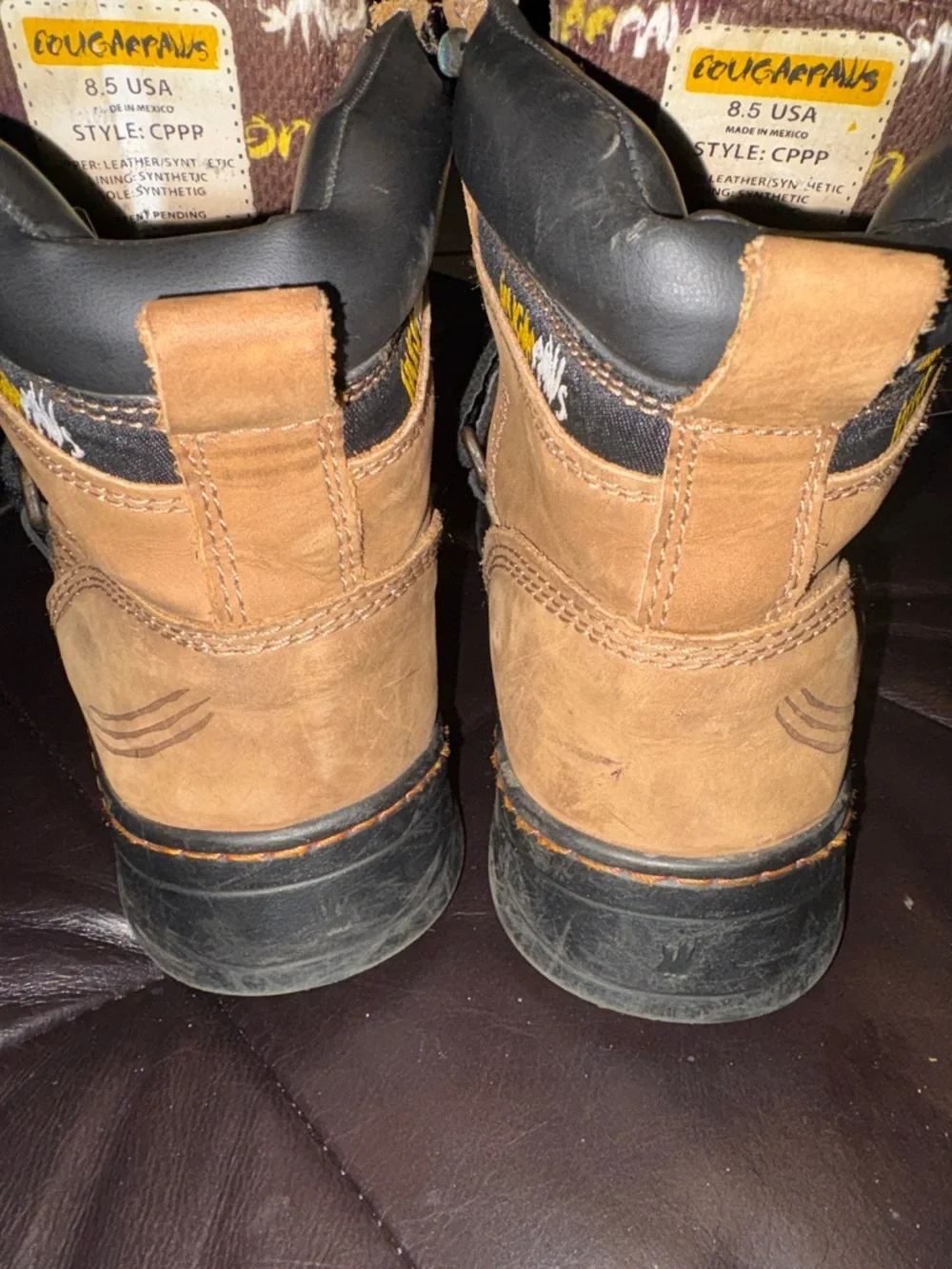 Cougar Paws Tan Leather Lace-Up Strap Boots (MENS SIZE 8.5 - USED)